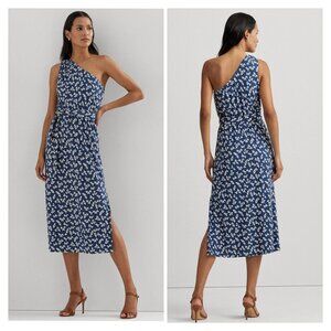 Lauren Ralph Women's Floral Belted Jersey One-Shoulder Dress Size 12